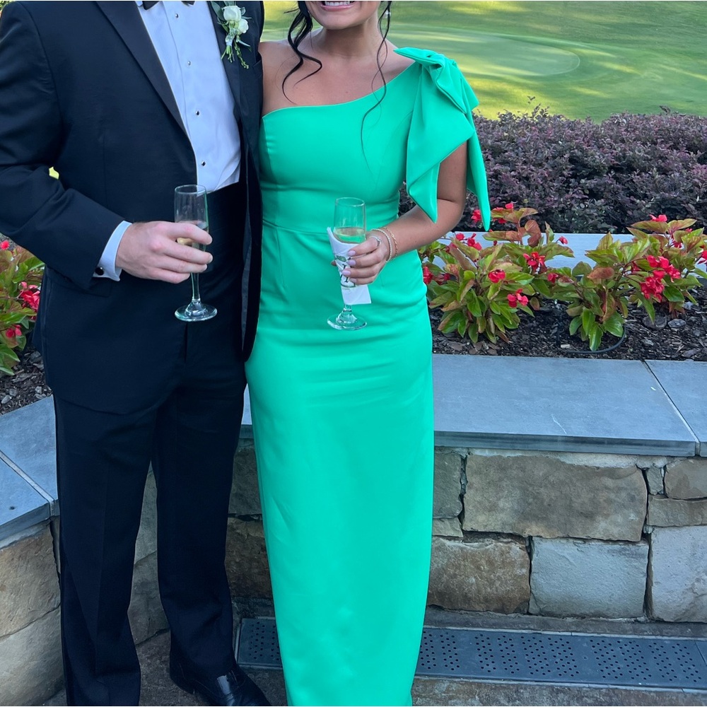 Gorgeous Green One Shoulder Bow Gown